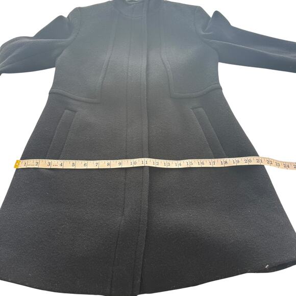 Talbots Italian Wool Blend Stadium Coat Zip Up Size 6 Black Longline Classy - Picture 15 of 16
